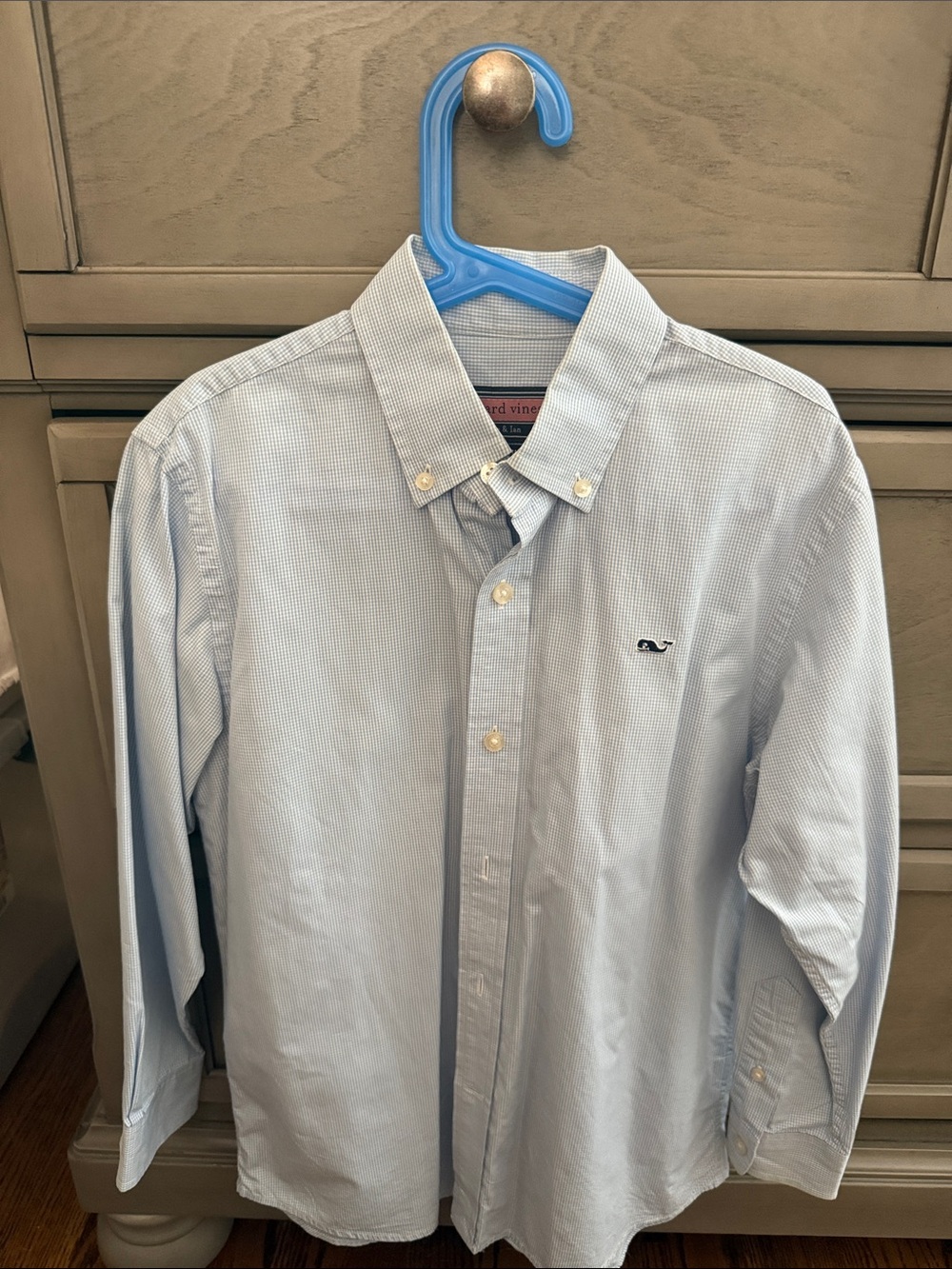 Vineyard Vines Boy’s Light Blue Micro-Check Button-Down Shirt